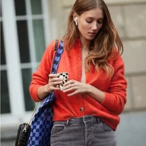 Balzac Paris (similar to Sezane) red pull sweater cardigan
